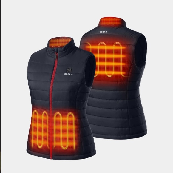 Women’s Ororo Classic Heated Vest Black Red Zip Front Size M NWT *NO BATTERY - Picture 7 of 16